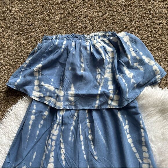 Japna Pants Romper Ruffle Top Wide Leg Blue Womens Size XS - Picture 5 of 6